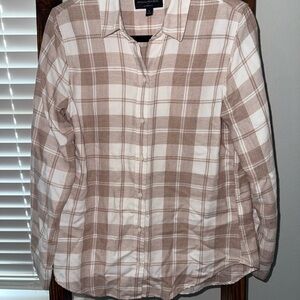 Banana Republic Cream & Beige Plaid Button-Down Shirt